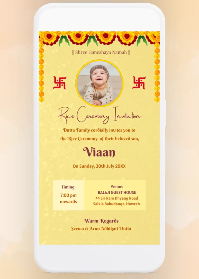 Rice Feeding Ceremony Invitation Card RC243242 – Editable Canva Template