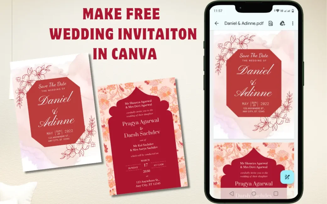 How to make Free Wedding Invitation PDF in Canva