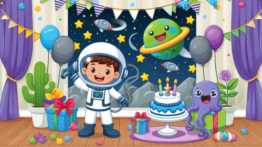 Outer Space Galaxy birthday celebration theme