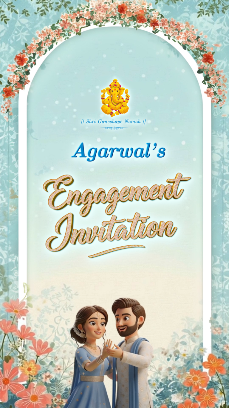 Cartoon 3D Caricature Engagement Ring Ceremony Invitation - Design R250535