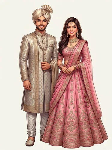 Indian Wedding Couple in Traditional Attire