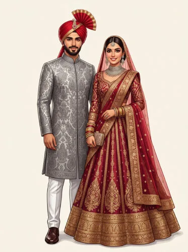 Indian Wedding Couple in Traditional Attire