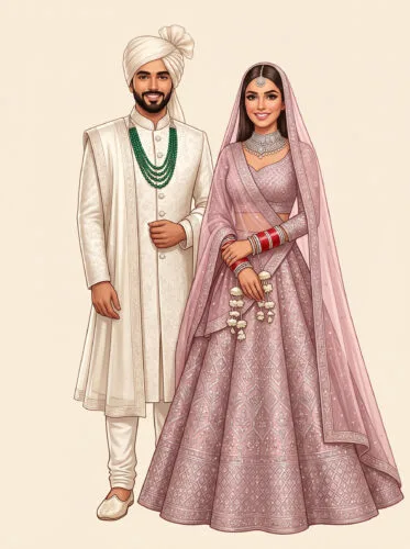 Elegant Indian Wedding Couple in Traditional Attire