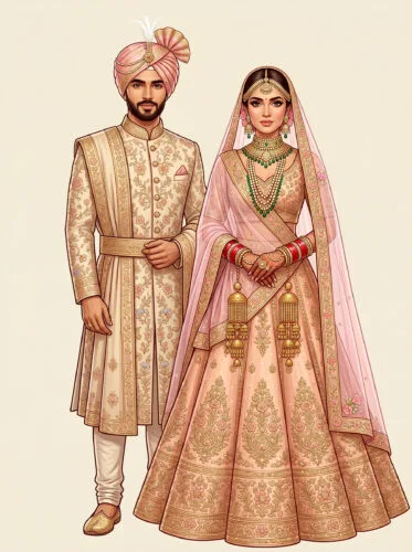 Elegant Indian Wedding Couple Portrait