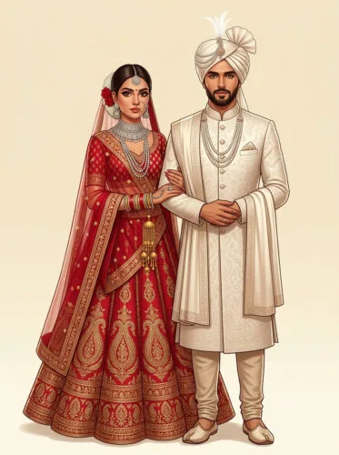 Elegant Indian Wedding Couple Digital Art