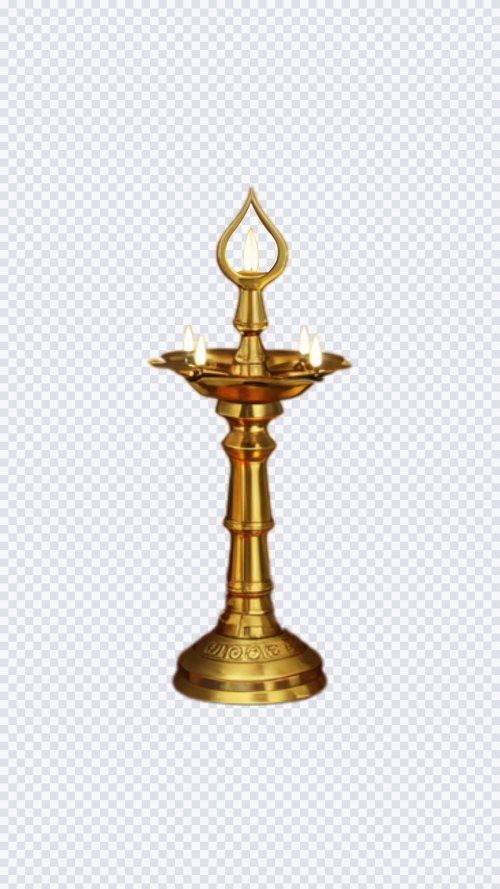 Golden Brass Diya Stand PNG Element for Pooja and Diwali
