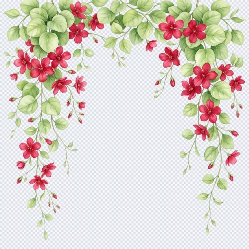 Watercolor Red Floral Arch PNG Hanging Border Frame