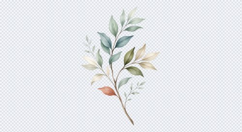 Watercolor Pastel Botanical Leaves Branch PNG Clipart