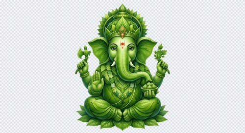 Eco Friendly Green Leaf Ganesha PNG Illustration