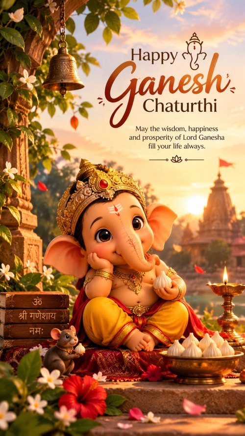 Happy Ganesh Chaturthi Greeting E-Card Template