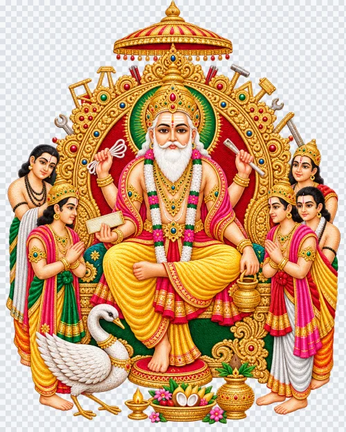 Lord Vishwakarma Pooja illustration transparent PNG graphic