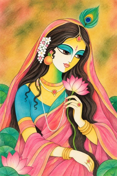 Radha Painting Devotional Hindu Art Stock Photo